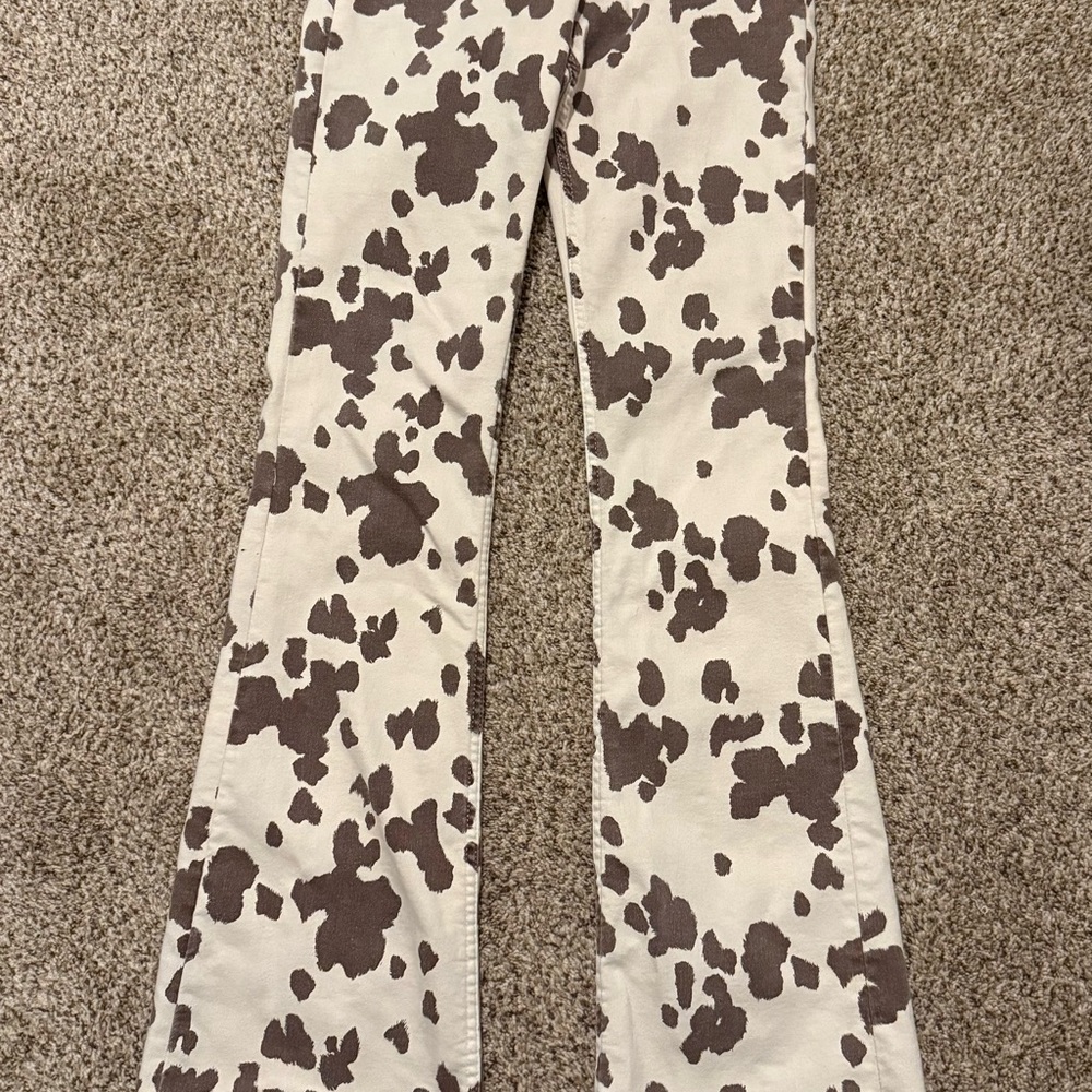 Zara Brown and Cream Flare Pants
